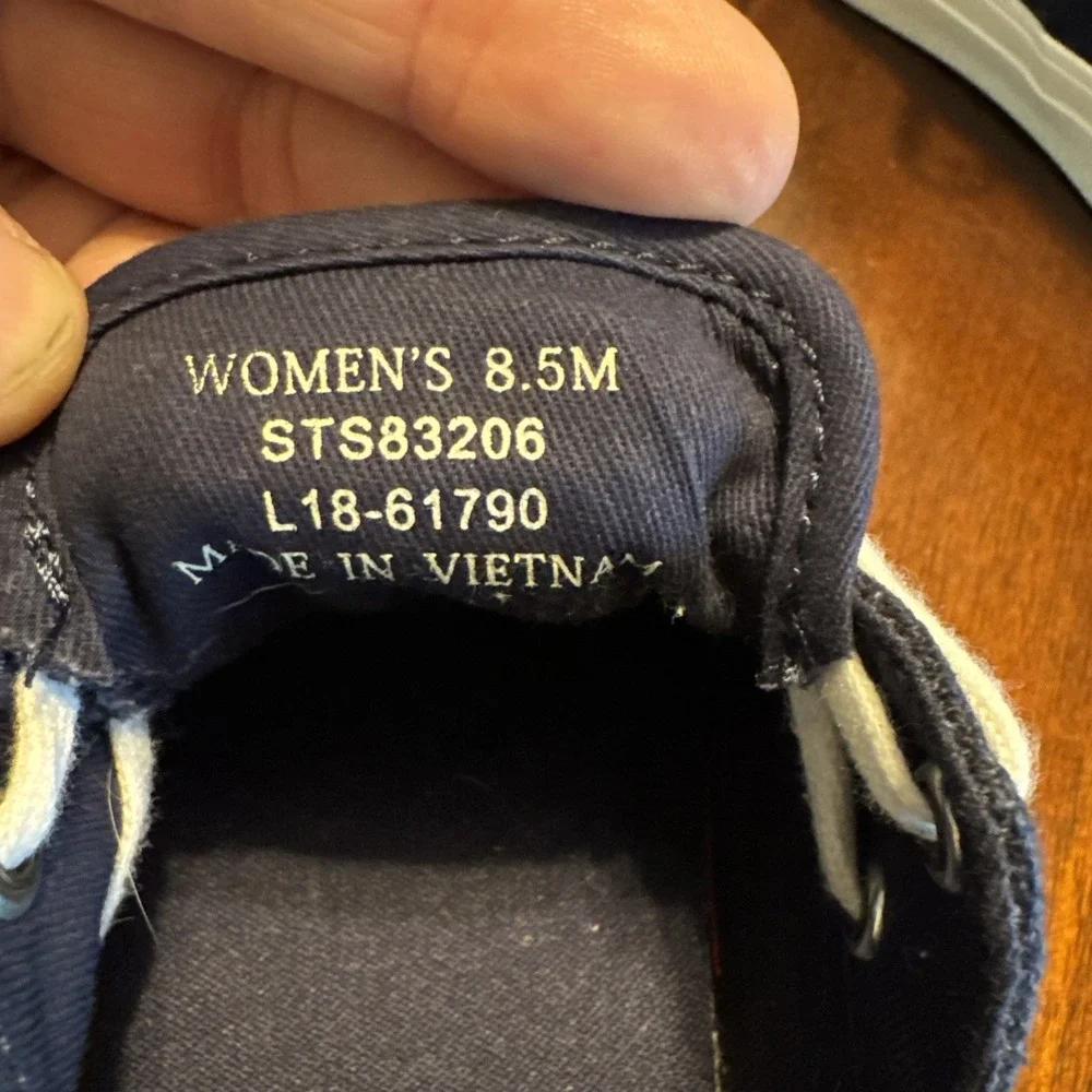 Sperry Crest Vibe Canvas Boat Shoes Women's 8.5 Navy White Memory Foam STS83206